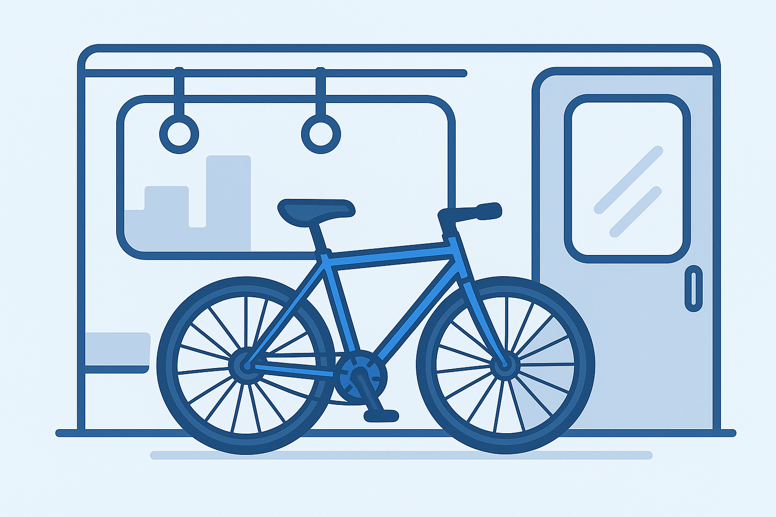 Illustration af en cykel i metro- eller togvogn